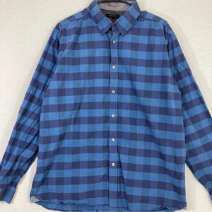 Ted Baker Blue Plaid Long Sleeve‎ Button Down size Large
